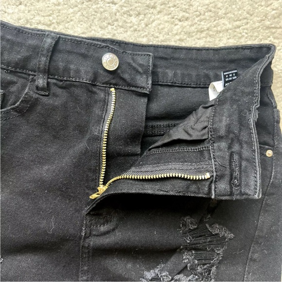 SHEIN Cut-Off Denim Shorts Women's Size Small Black High Rise Distressed Raw Hem - Picture 8 of 13